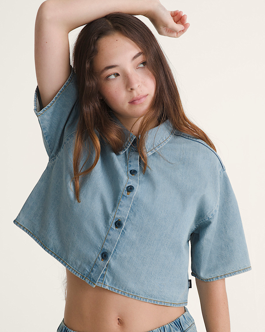 wren jeanshemd mit knopfleiste