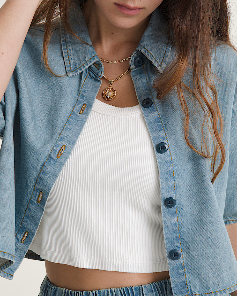 wren jeanshemd mit knopfleiste