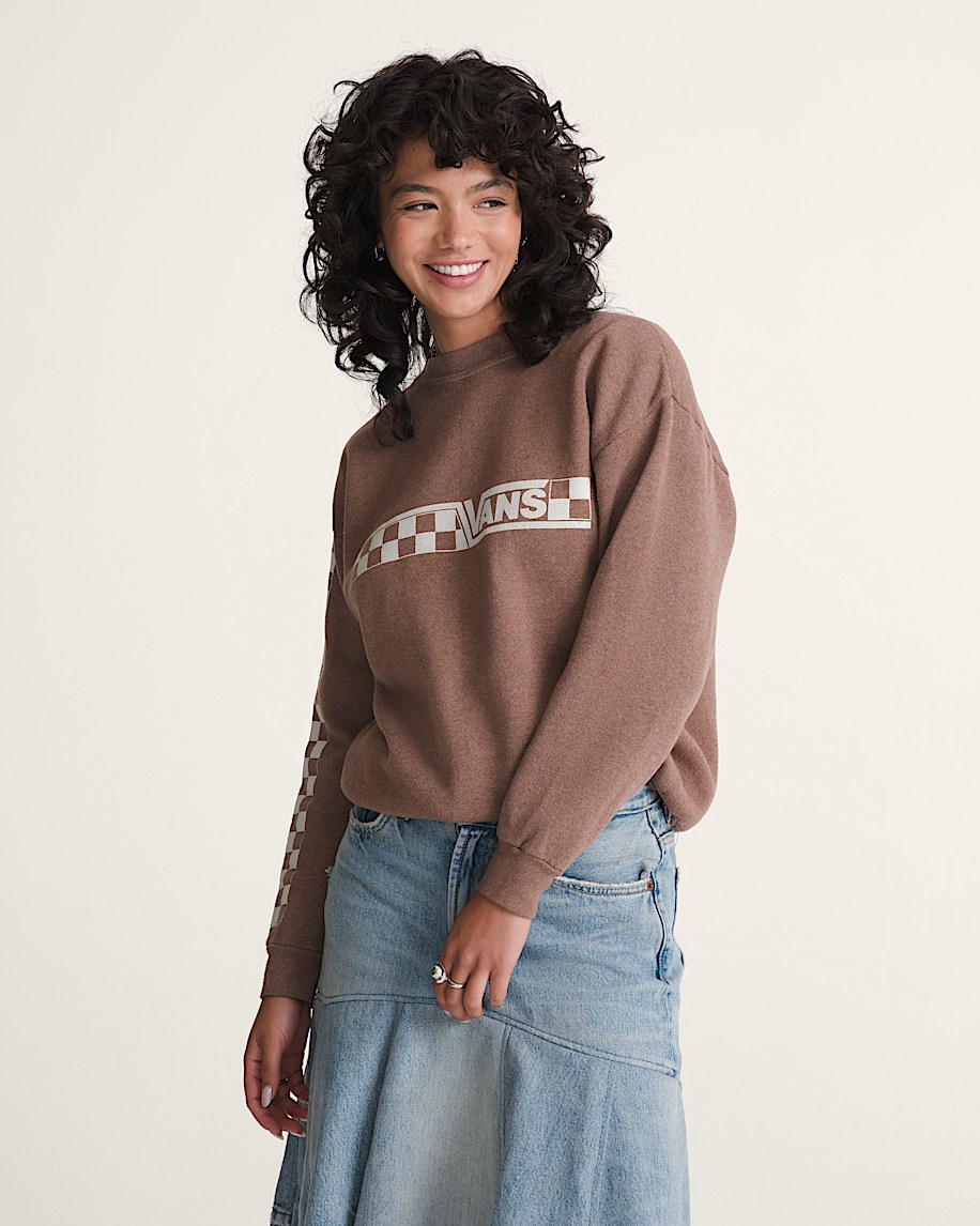 waffle shop checkerboard vans style crew sweatshirt