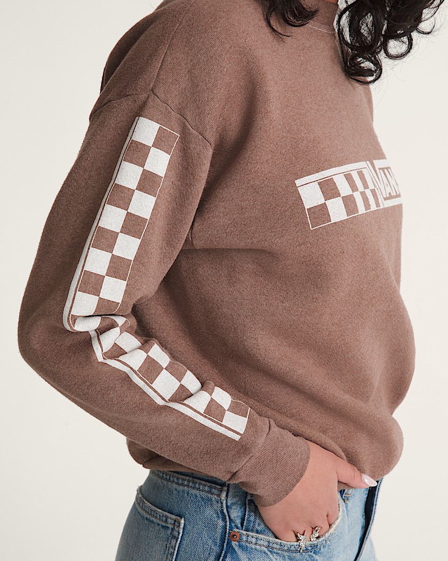 waffle shop checkerboard vans style crew sweatshirt