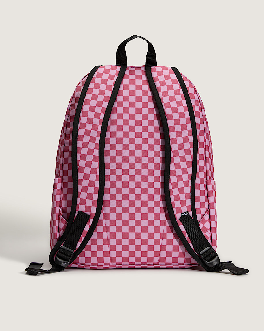 old-school-rucksack mit schachbrettmuster