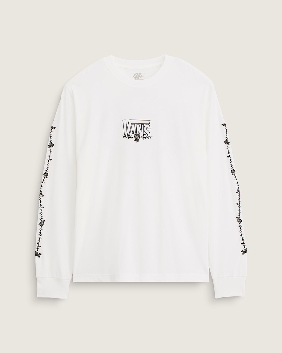 langarm-t-shirt mit rosen- und dornenmotiv