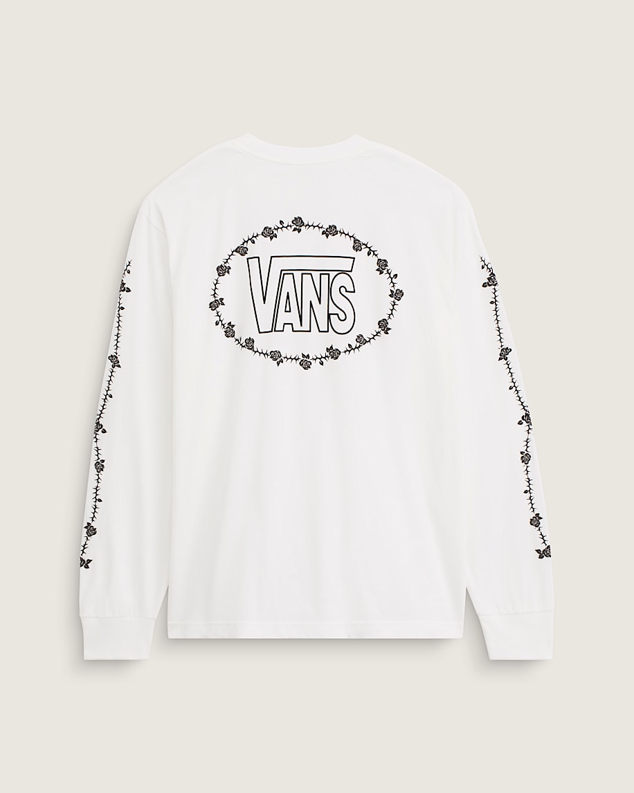 langarm-t-shirt mit rosen- und dornenmotiv