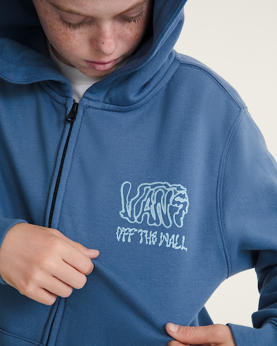 kinder-kapuzenpullover mit rippstrick und reißverschluss