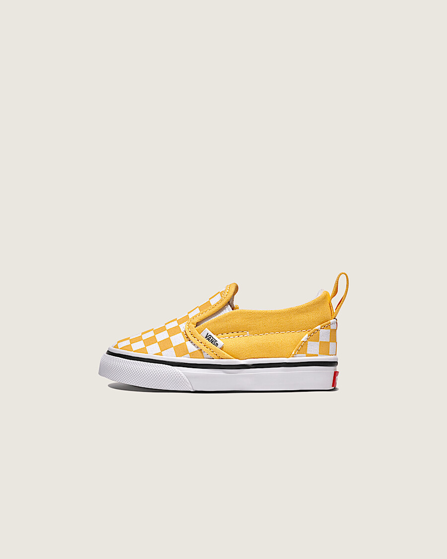 klassischer slip-on-schuh für kleinkinder mit v-förmigem schachbrettmuster