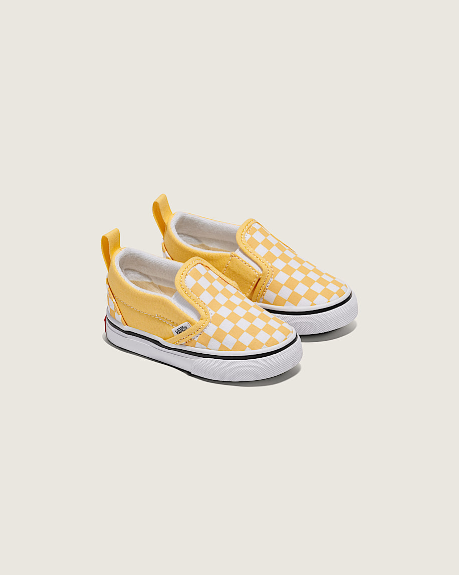 klassischer slip-on-schuh für kleinkinder mit v-förmigem schachbrettmuster