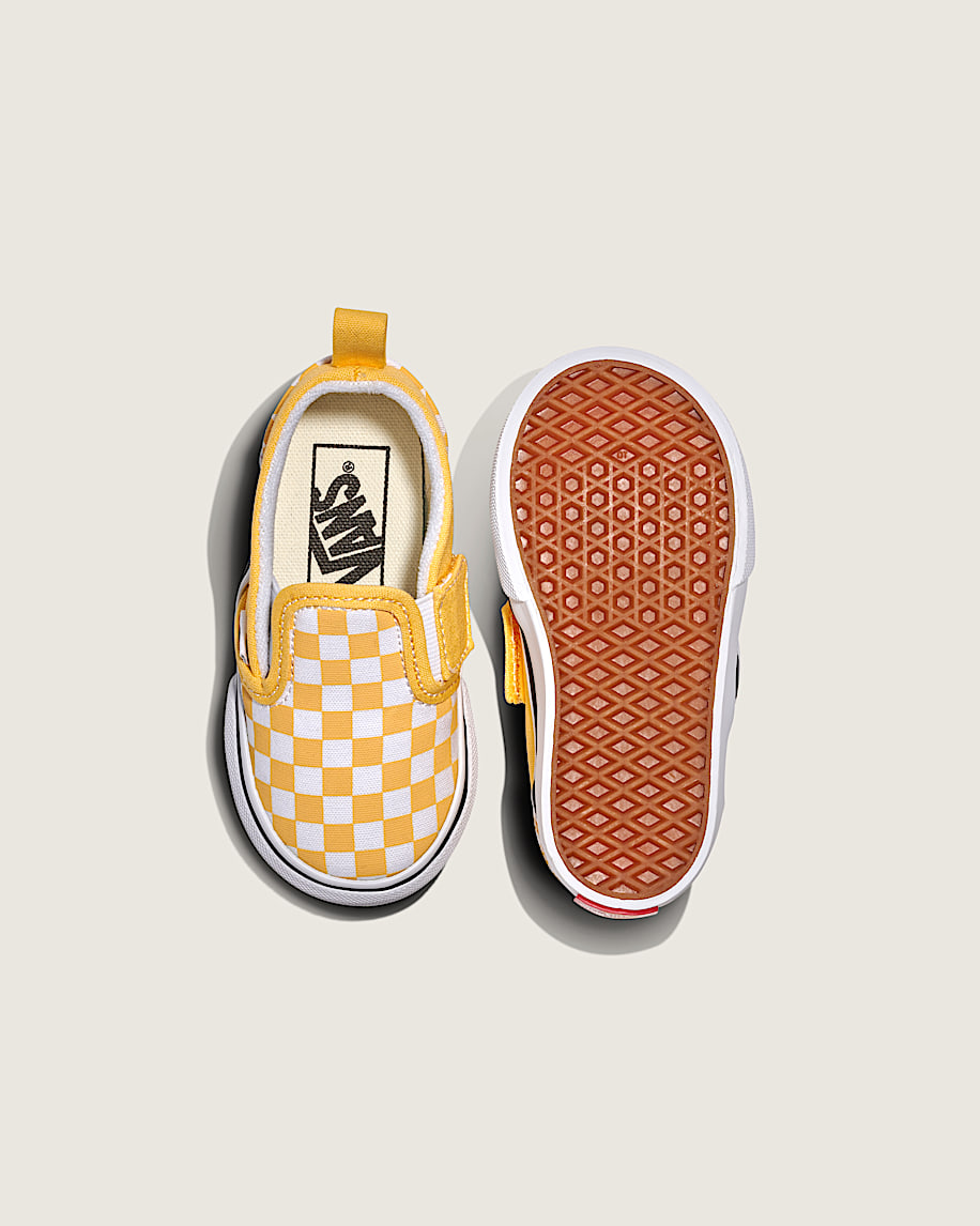 klassischer slip-on-schuh für kleinkinder mit v-förmigem schachbrettmuster