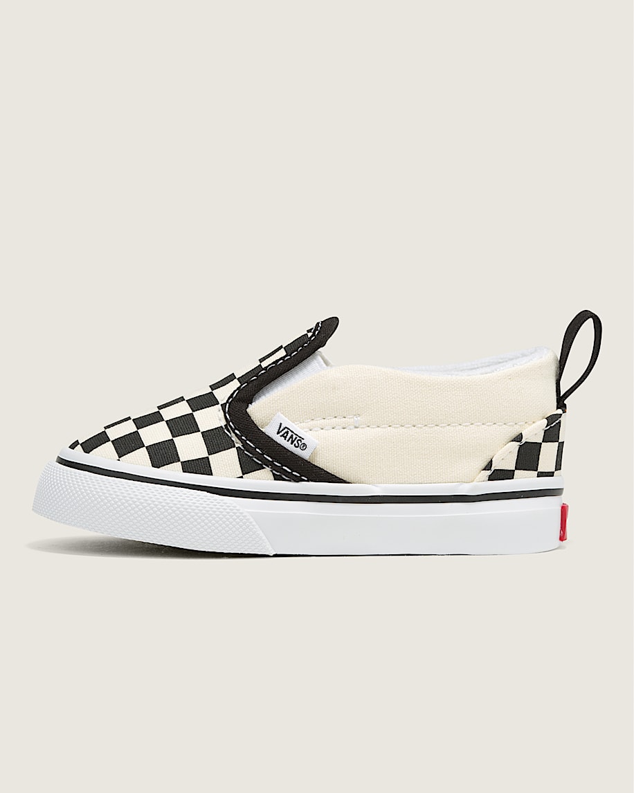 klassischer slip-on-schuh für kleinkinder mit v-förmigem schachbrettmuster