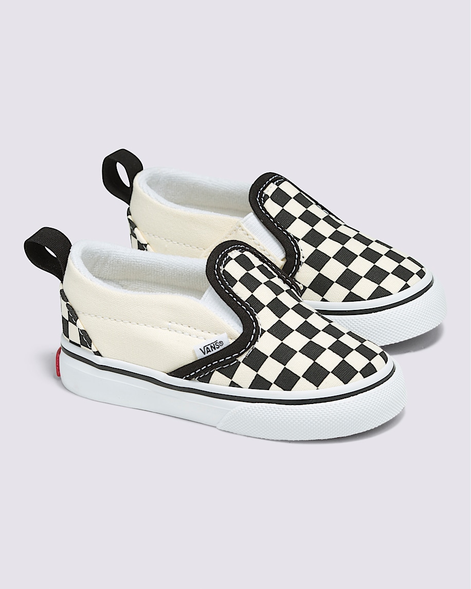 klassischer slip-on-schuh für kleinkinder mit v-förmigem schachbrettmuster
