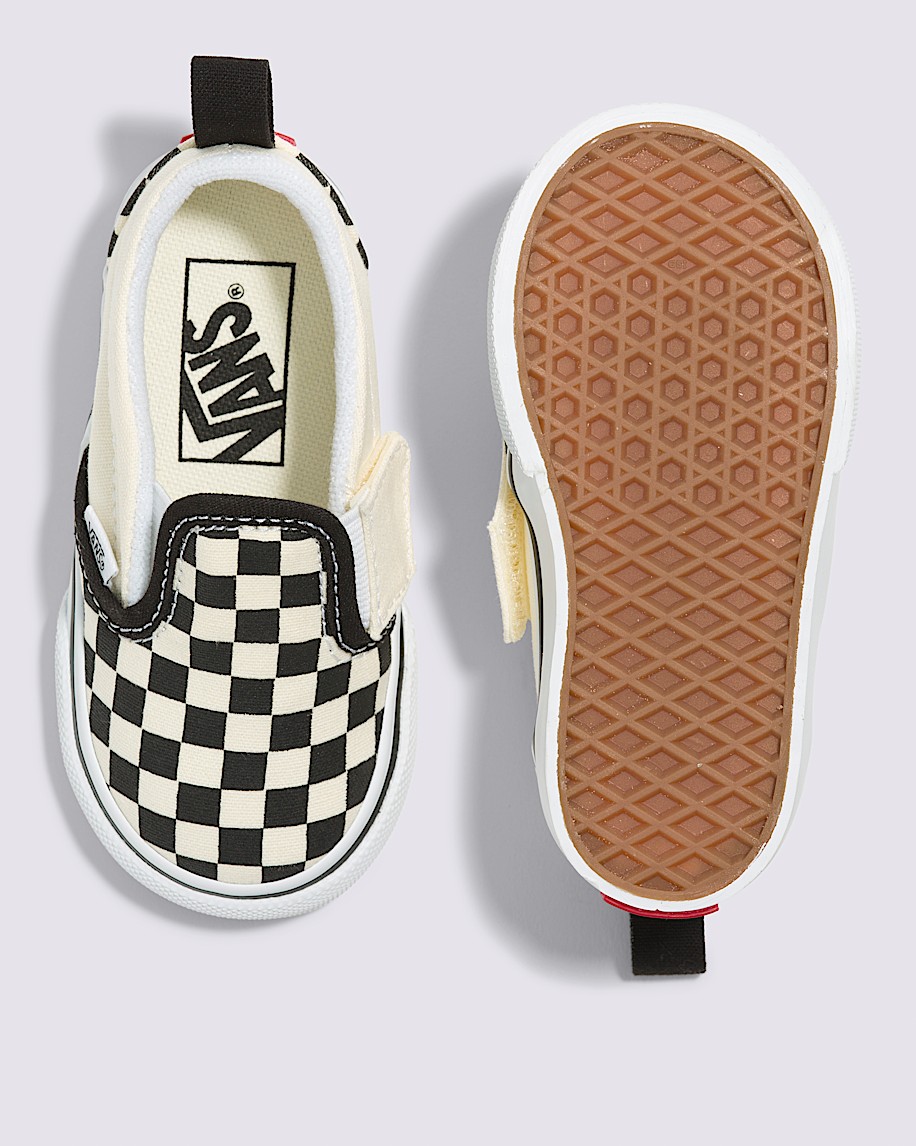 klassischer slip-on-schuh für kleinkinder mit v-förmigem schachbrettmuster