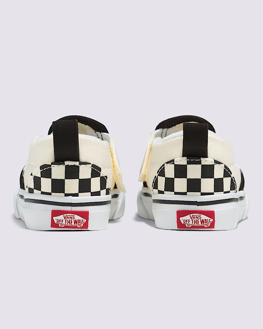 klassischer slip-on-schuh für kleinkinder mit v-förmigem schachbrettmuster