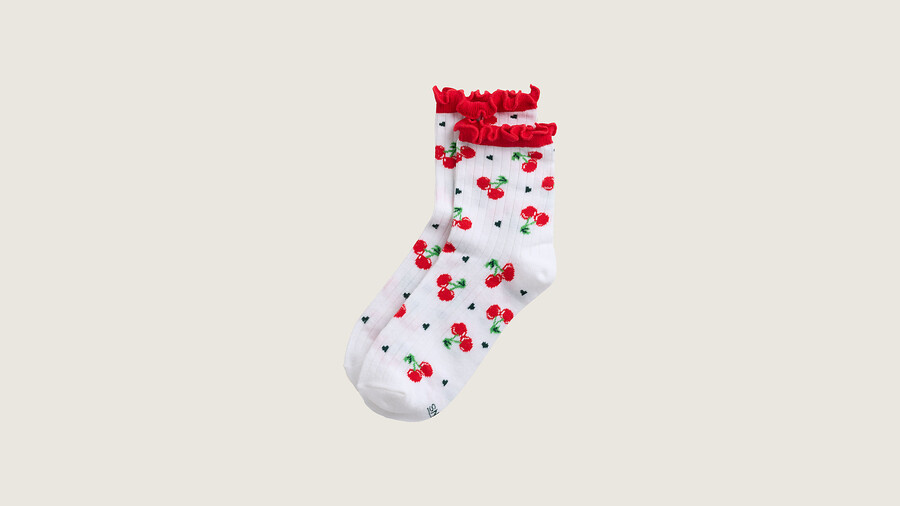cherry ditsy lettuce crew socks