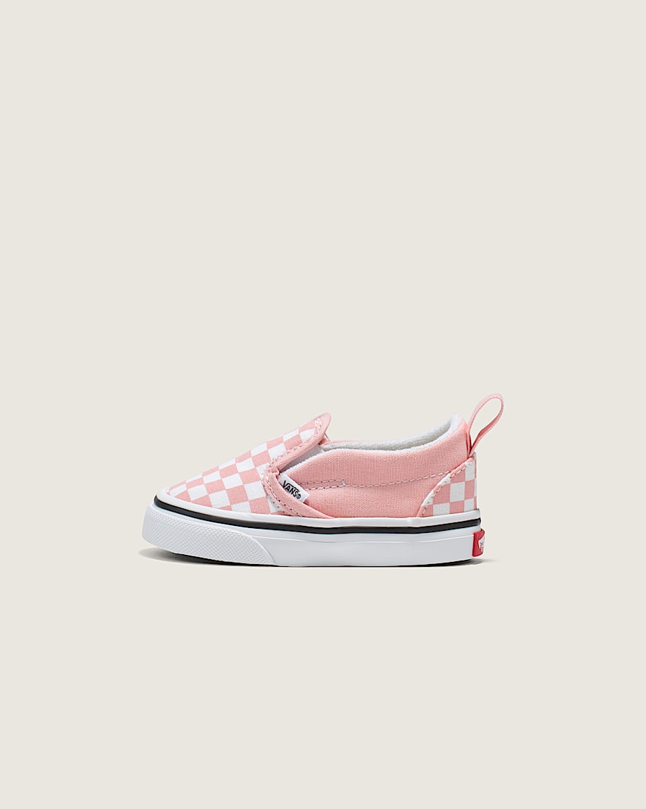 klassischer slip-on-schuh für kleinkinder mit v-förmigem schachbrettmuster