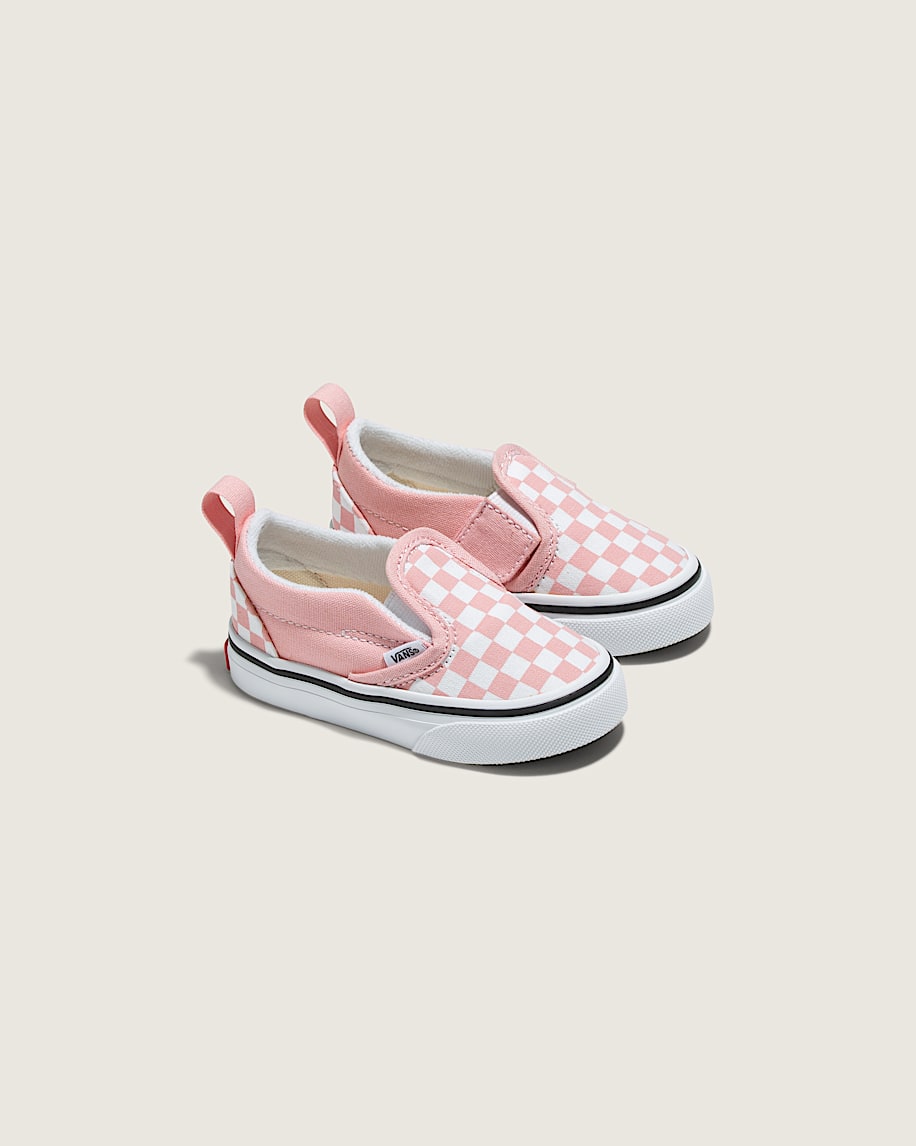 klassischer slip-on-schuh für kleinkinder mit v-förmigem schachbrettmuster