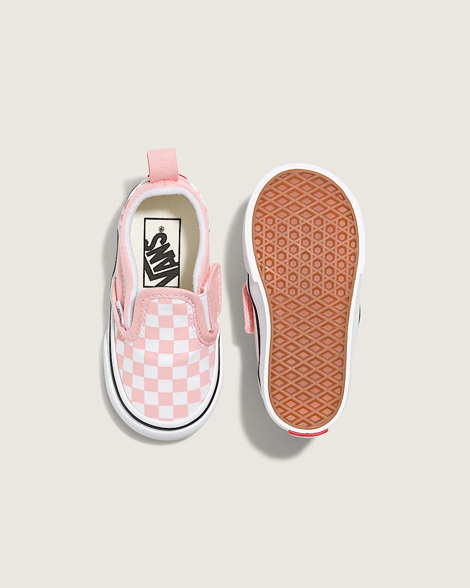 klassischer slip-on-schuh für kleinkinder mit v-förmigem schachbrettmuster